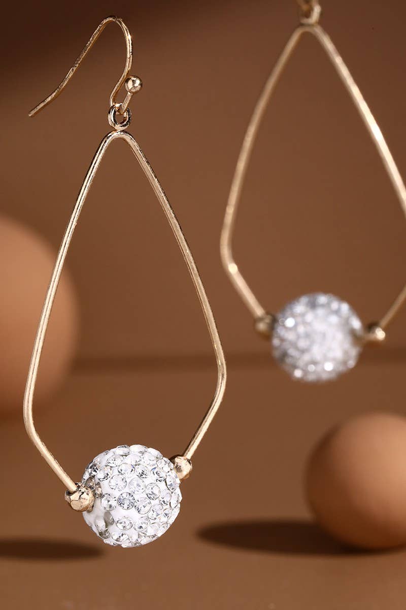 Teardrop Dangle earrings with Rhinestone Ball