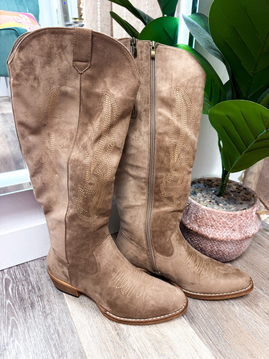 The Kaylee Taupe Suede Boot