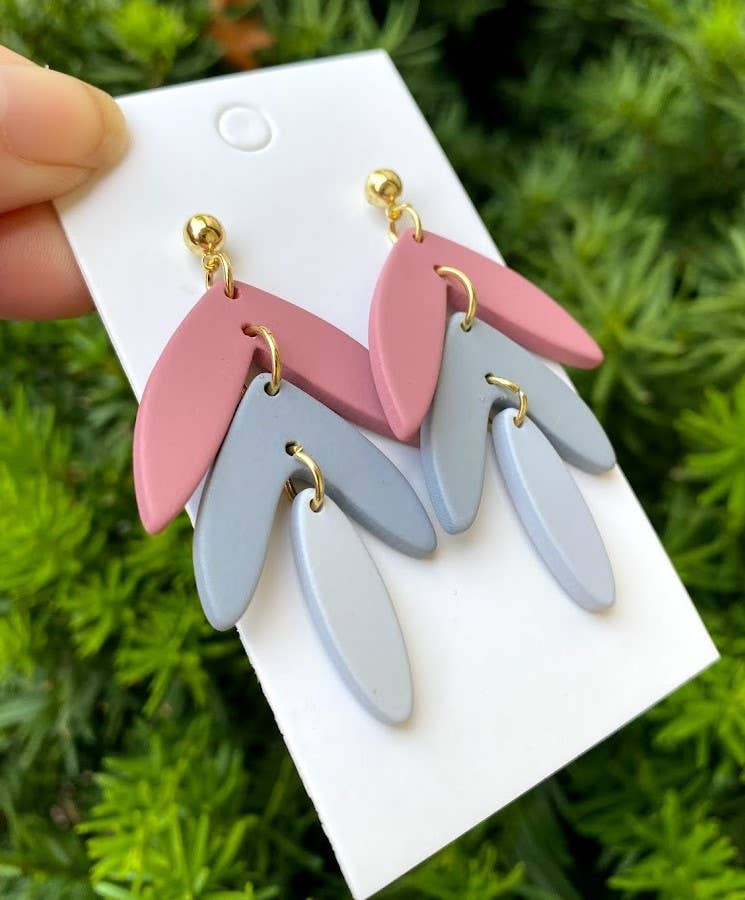 Mauve Lily Acrylic Dangle Leaf Earrings