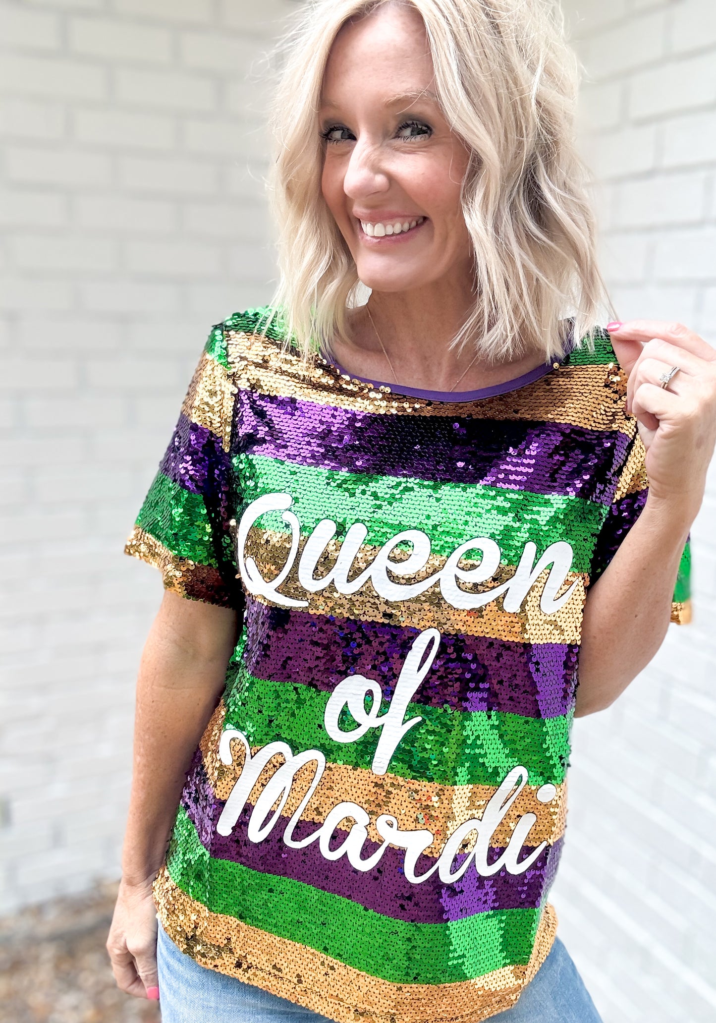 Queen of Mardi Sequins Top