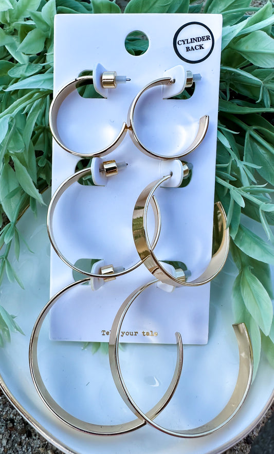 Thin Gold Hoops Set