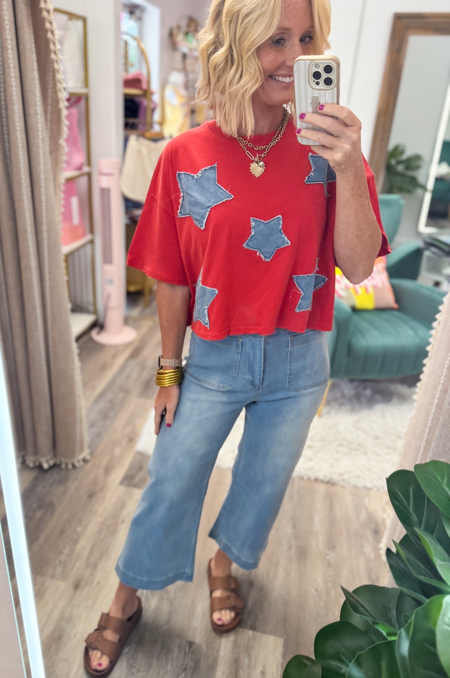 Blue Jean Stars Top