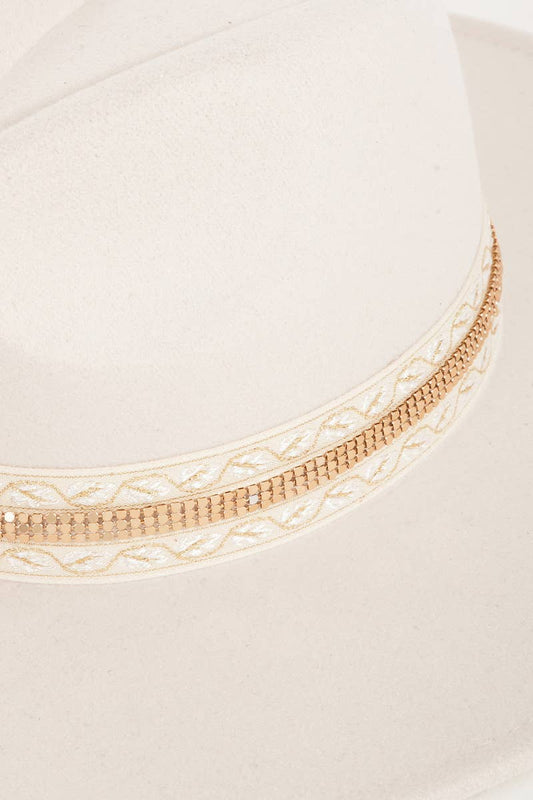 Embroidered Ribbon Bow Fedora Hat
