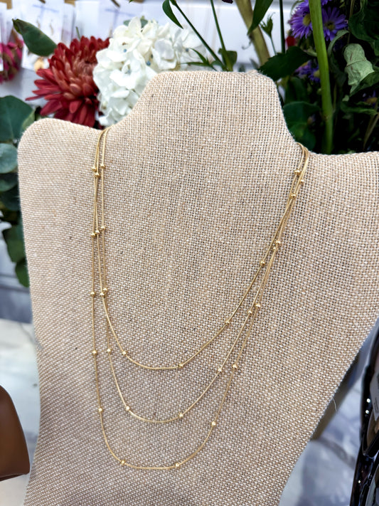 Gleaming Layered Necklace 18K Non-Tarnish