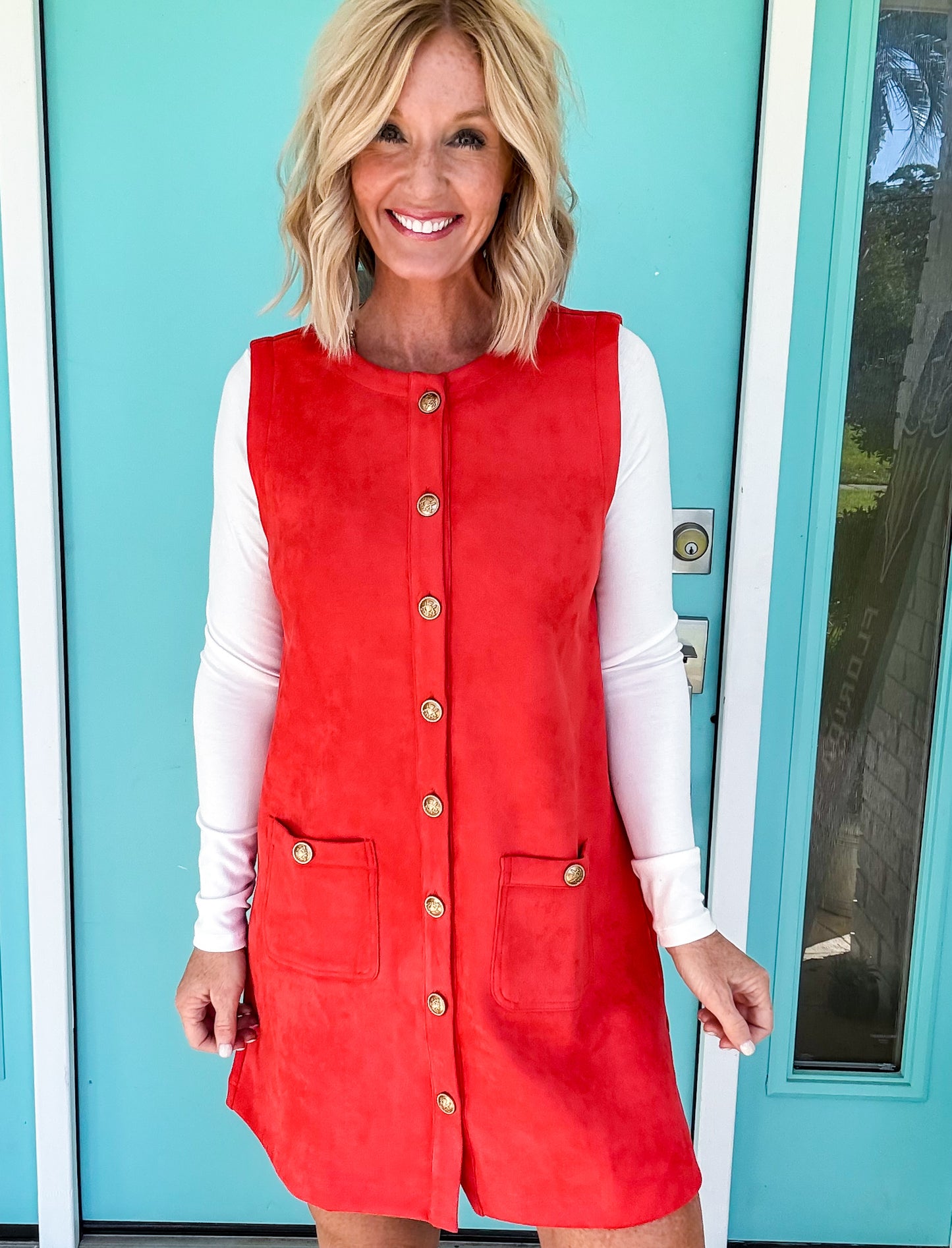 The Golden Standard Suede Shift Dress