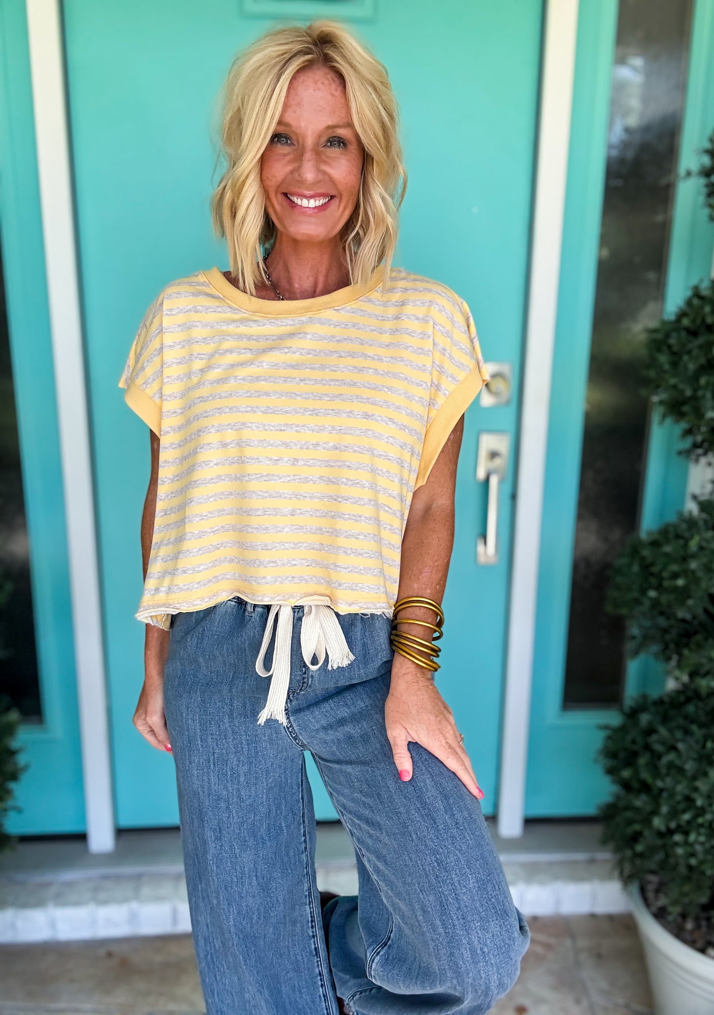 Striped Open Back Top
