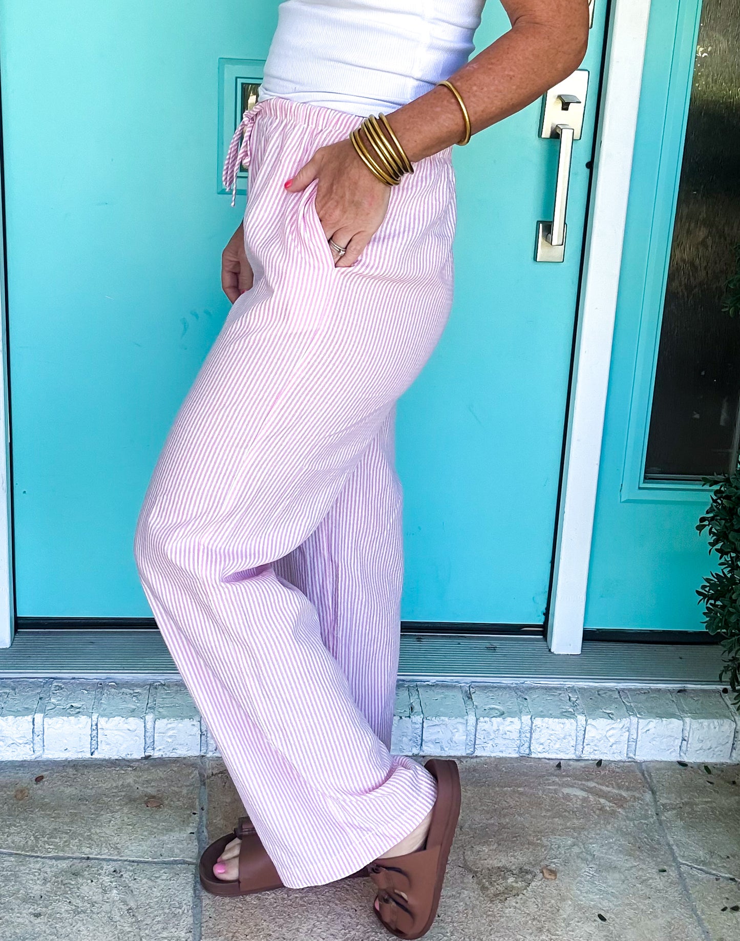 Casual Cool Wide Leg Striped Pants