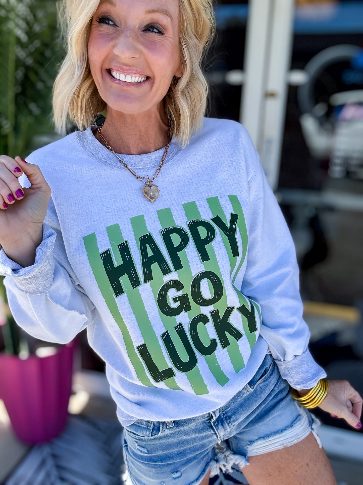 Happy Go Lucky Inside Out Sweatshirt
