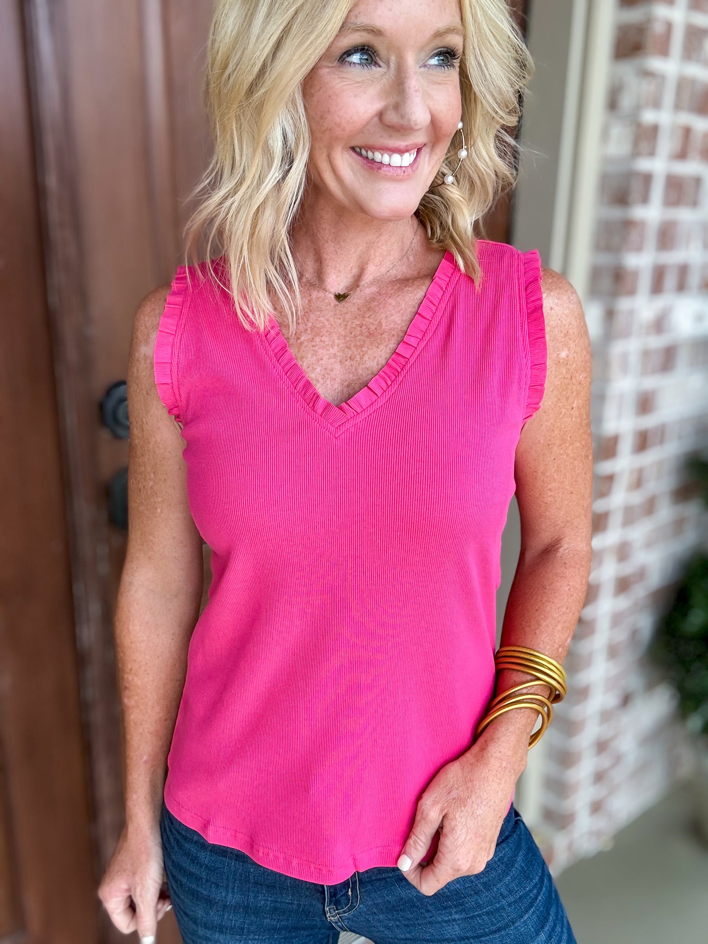 Pink Scalloped Jodifl Tank