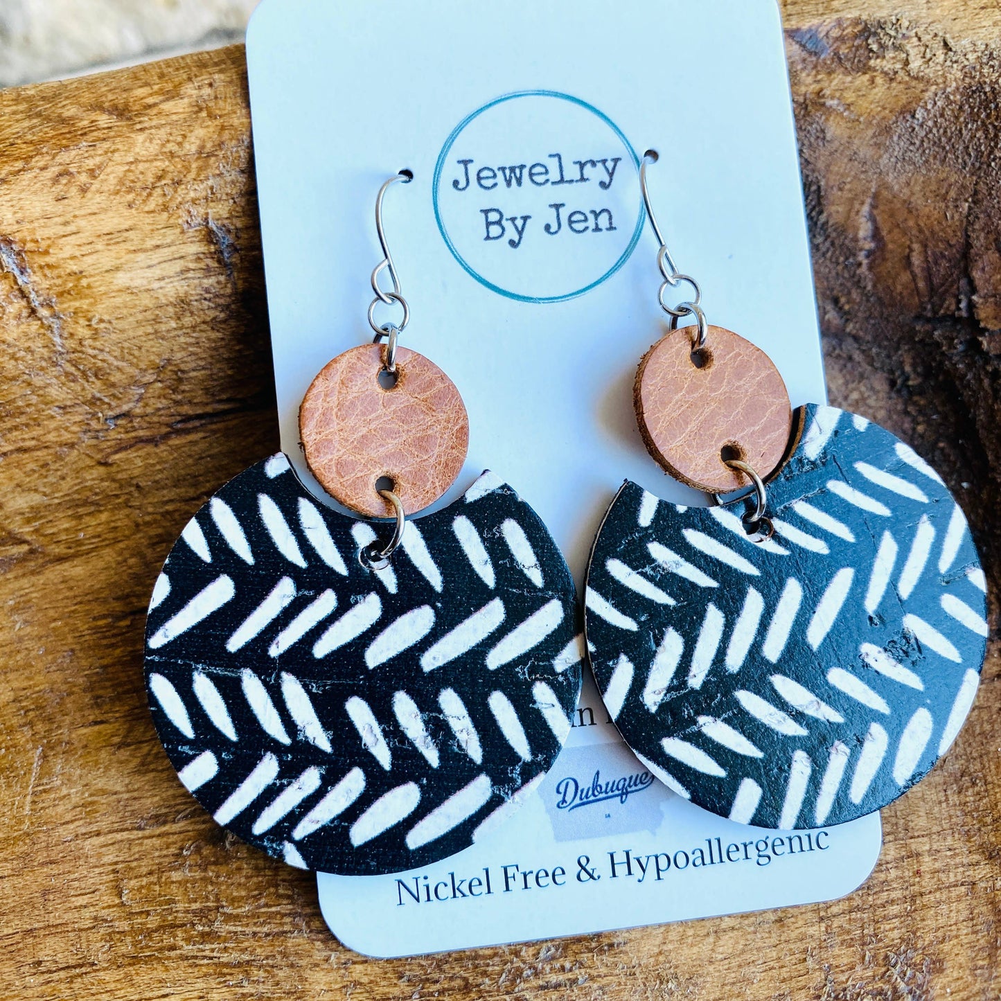 Luna: Cognac w/Boho Chevron Earrings