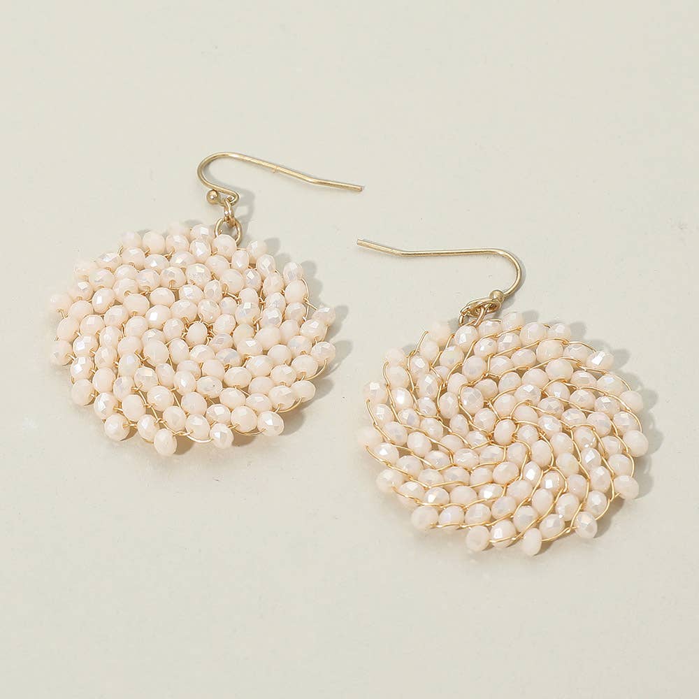 Faceted Beaded Hoop Drop Dangle Earrings