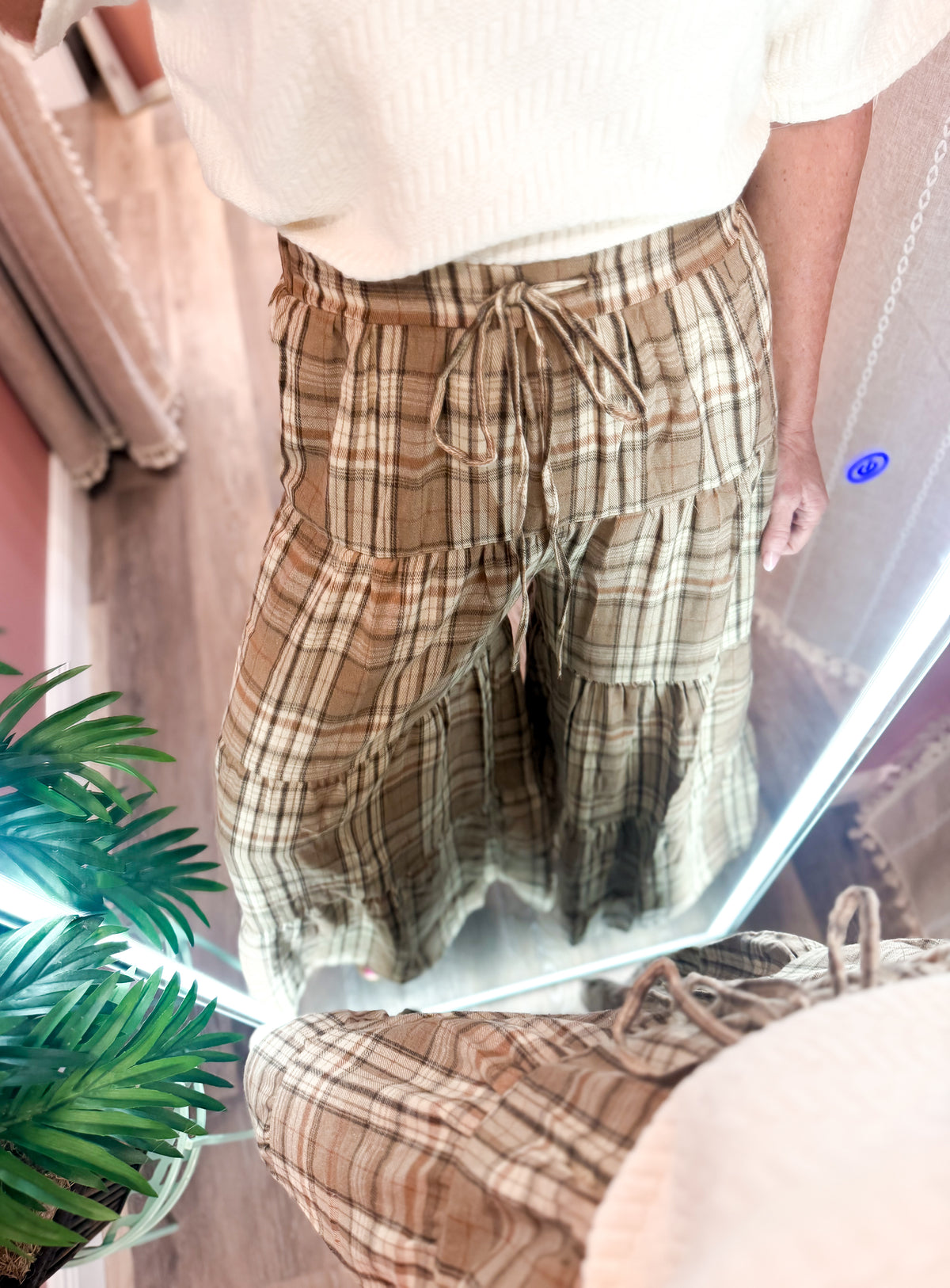 Flirty Plaid Wide Leg Pants