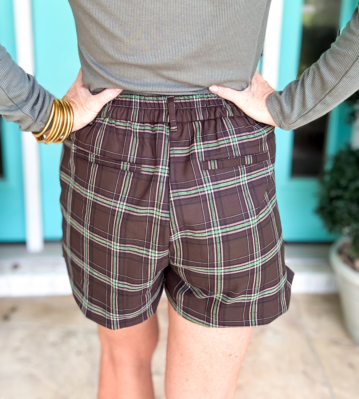 Plaid About It Shorts | elastic waist