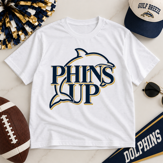 Phins Up White Cropped-ish Tee