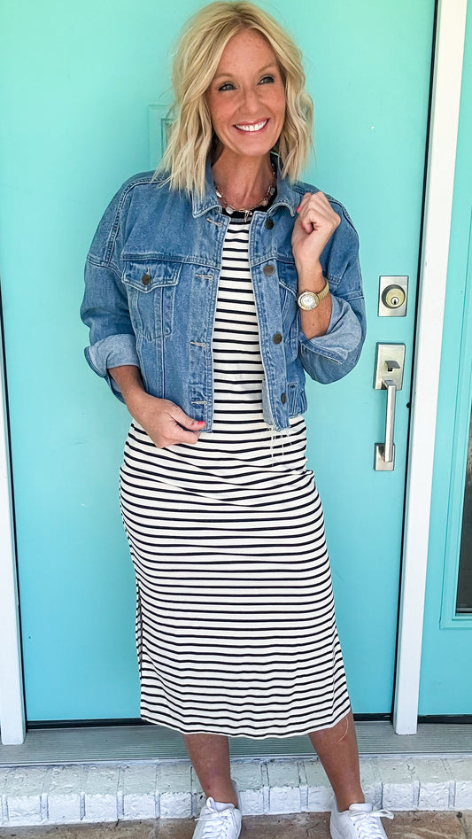 Autumn Drift Striped Dress