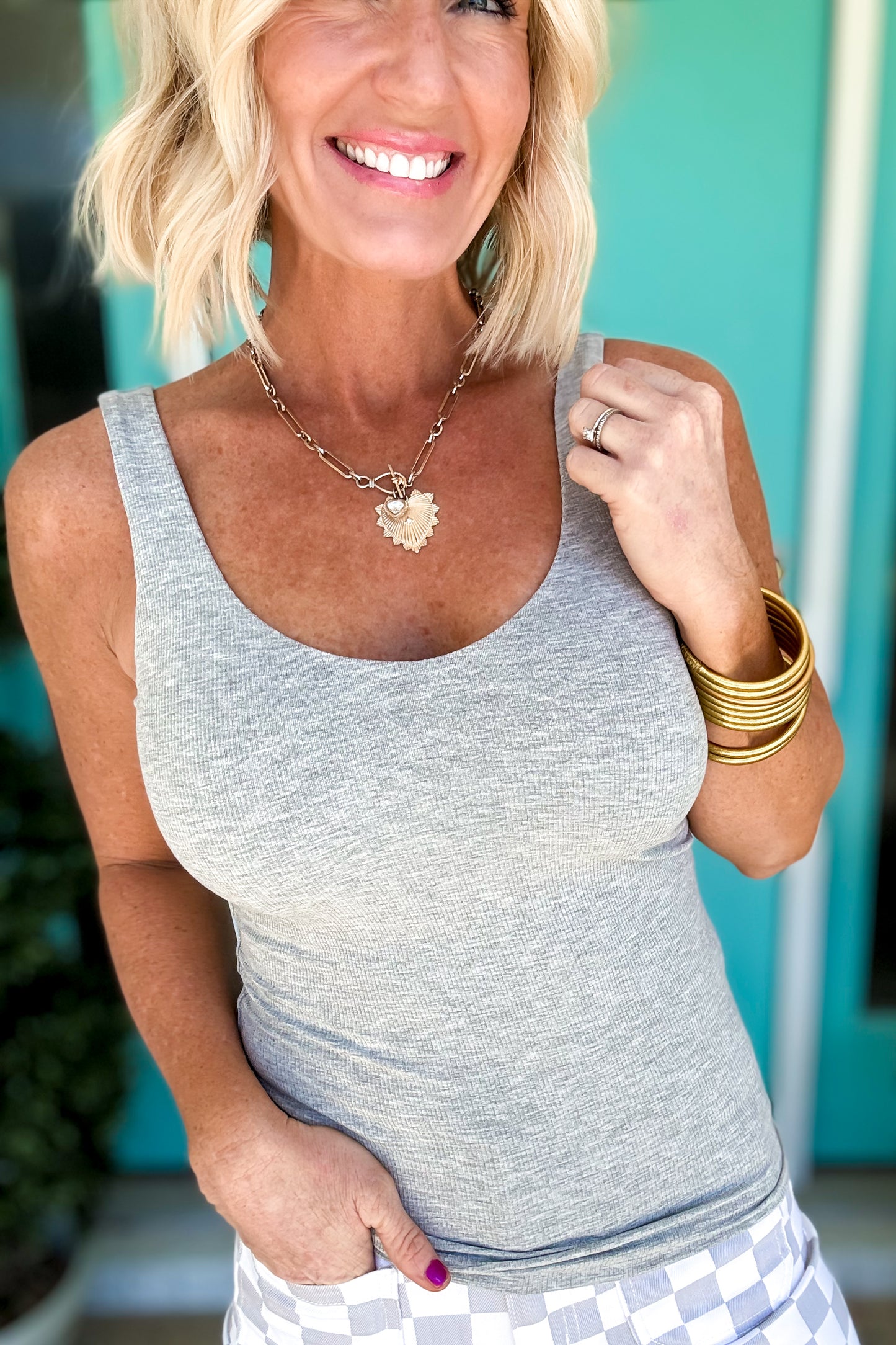 Tiffany Ribbed Tank w/ Built-In Bra