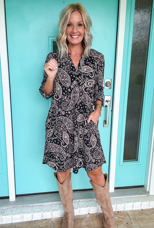 Midnight Paisley Dress