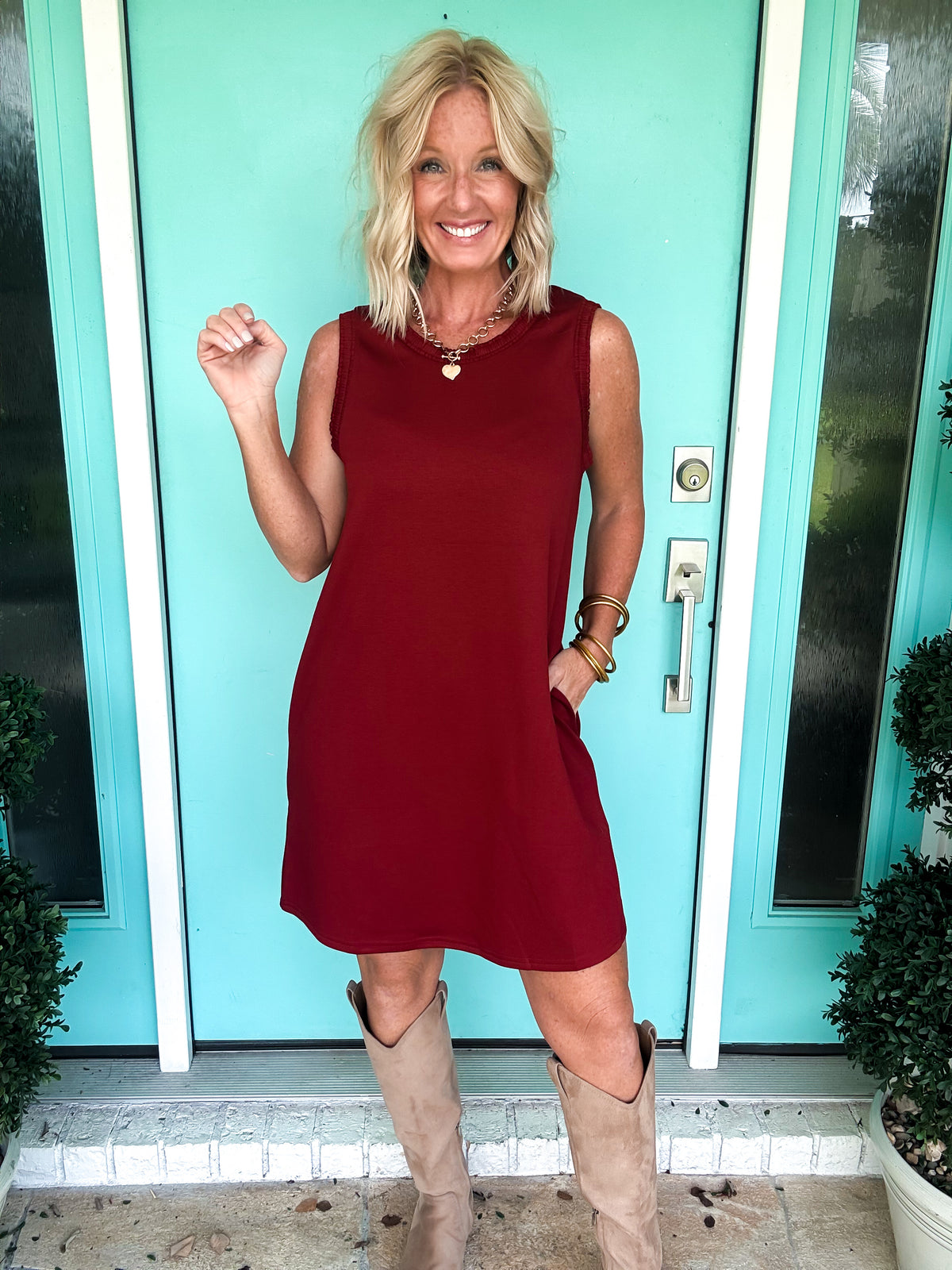 Smocking Edge Scuba Dress