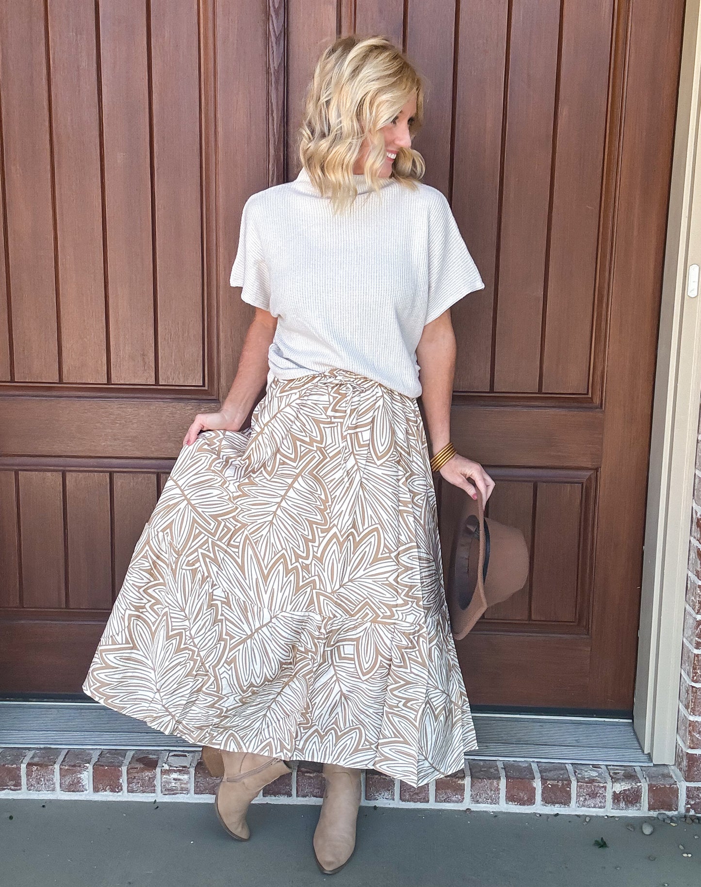 Saturday Night Leaf Print Skirt