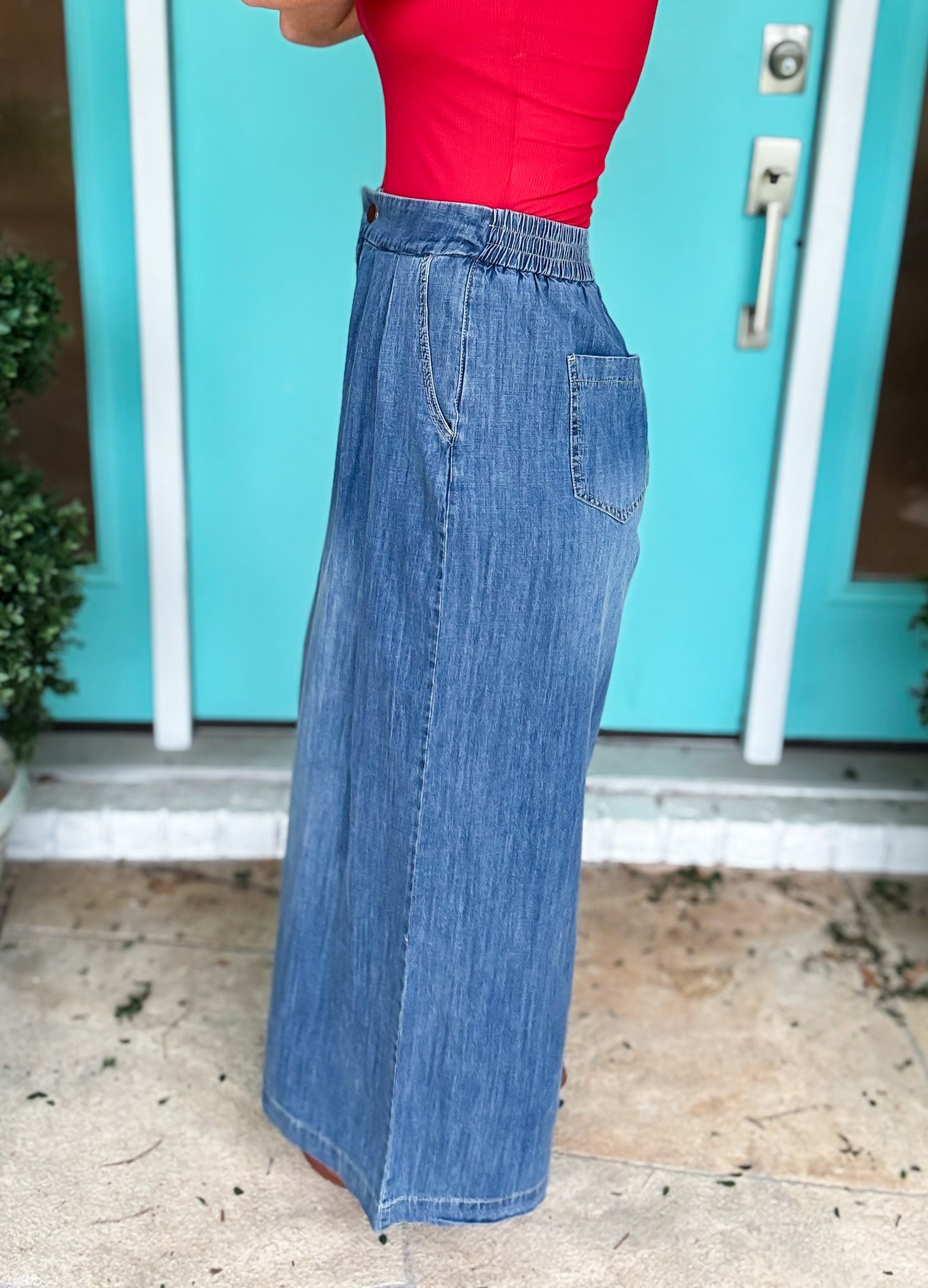 Living in These Elastic Waist Denim