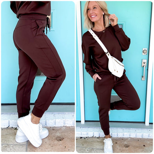 Luxurious Scuba Joggers -- Coffee