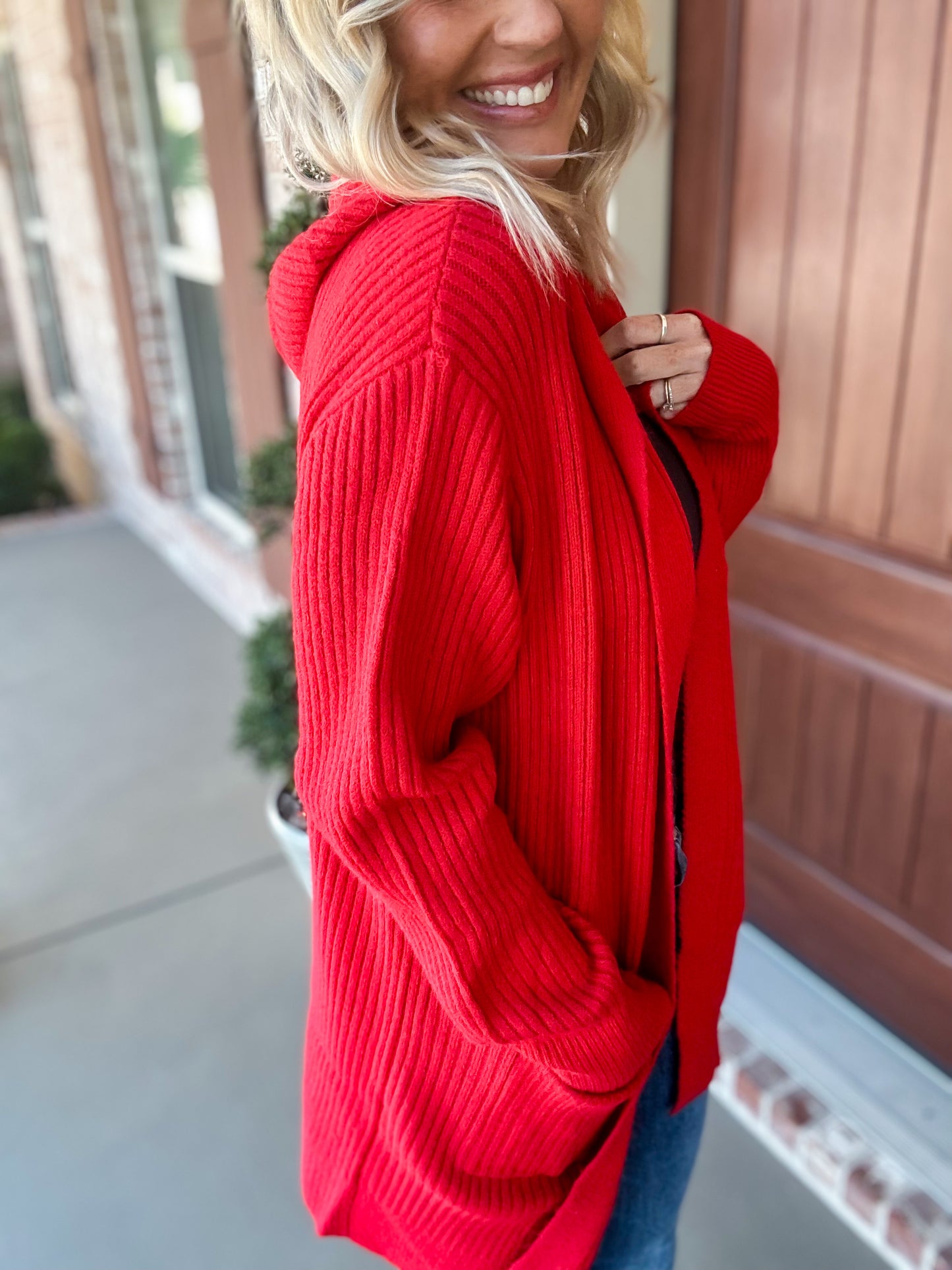 GAMEDAY Red Hooded Cardigan