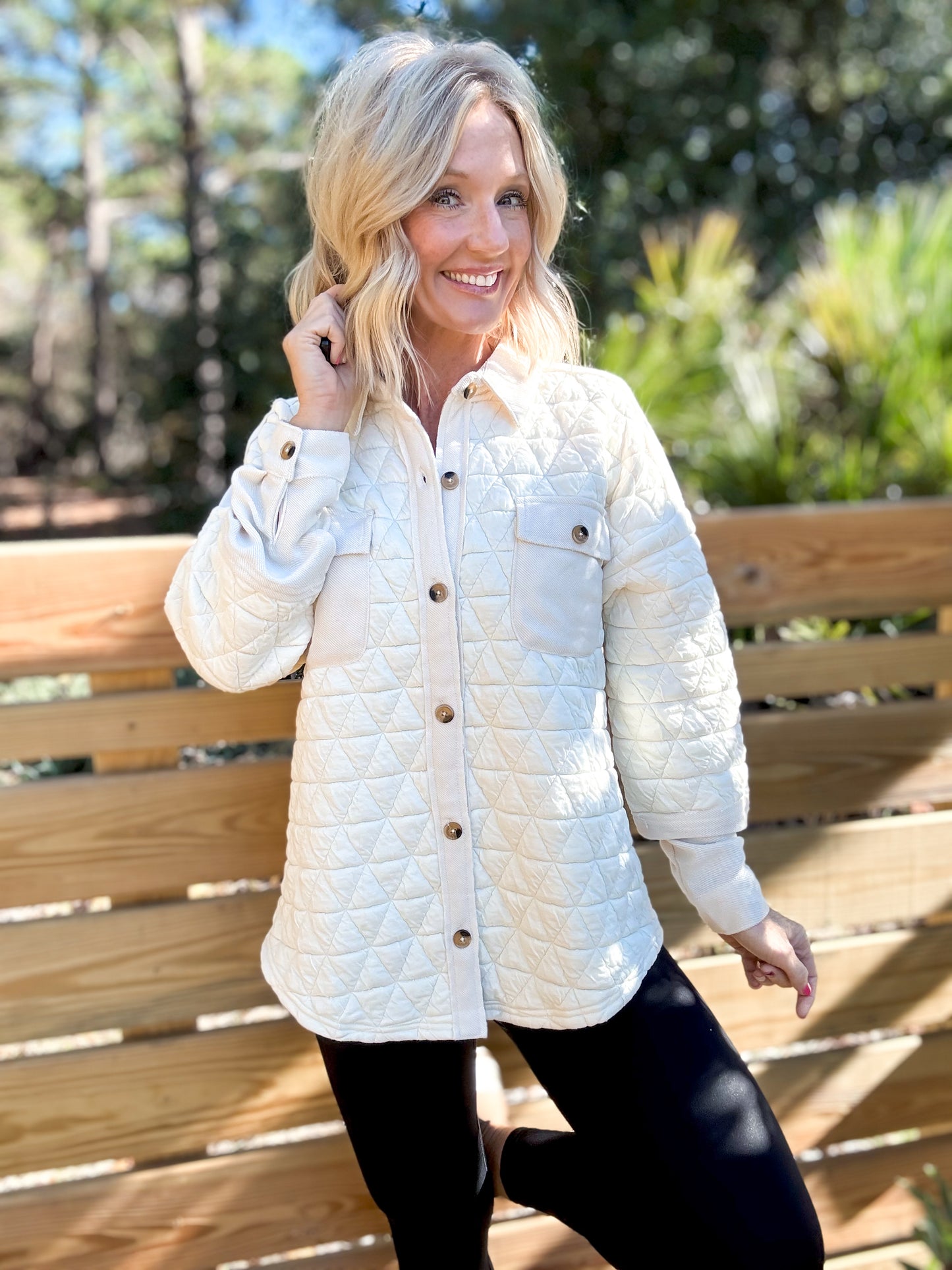 Cream Luxe Quilted Shacket