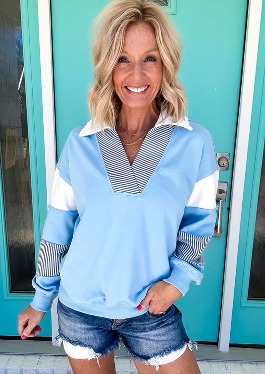 Blue Block Bliss Top