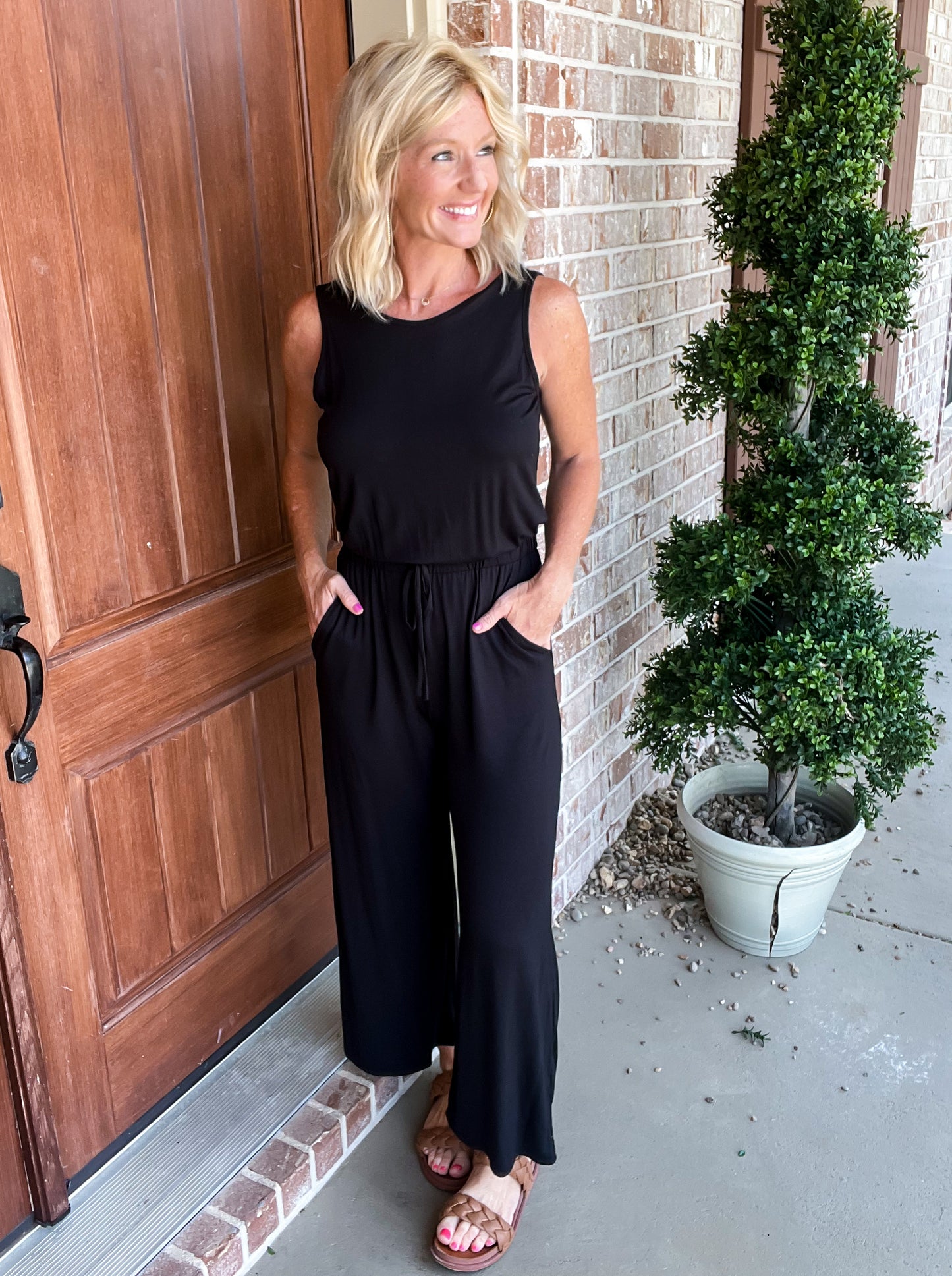 Scoop Back Wide Leg Jumpsuit