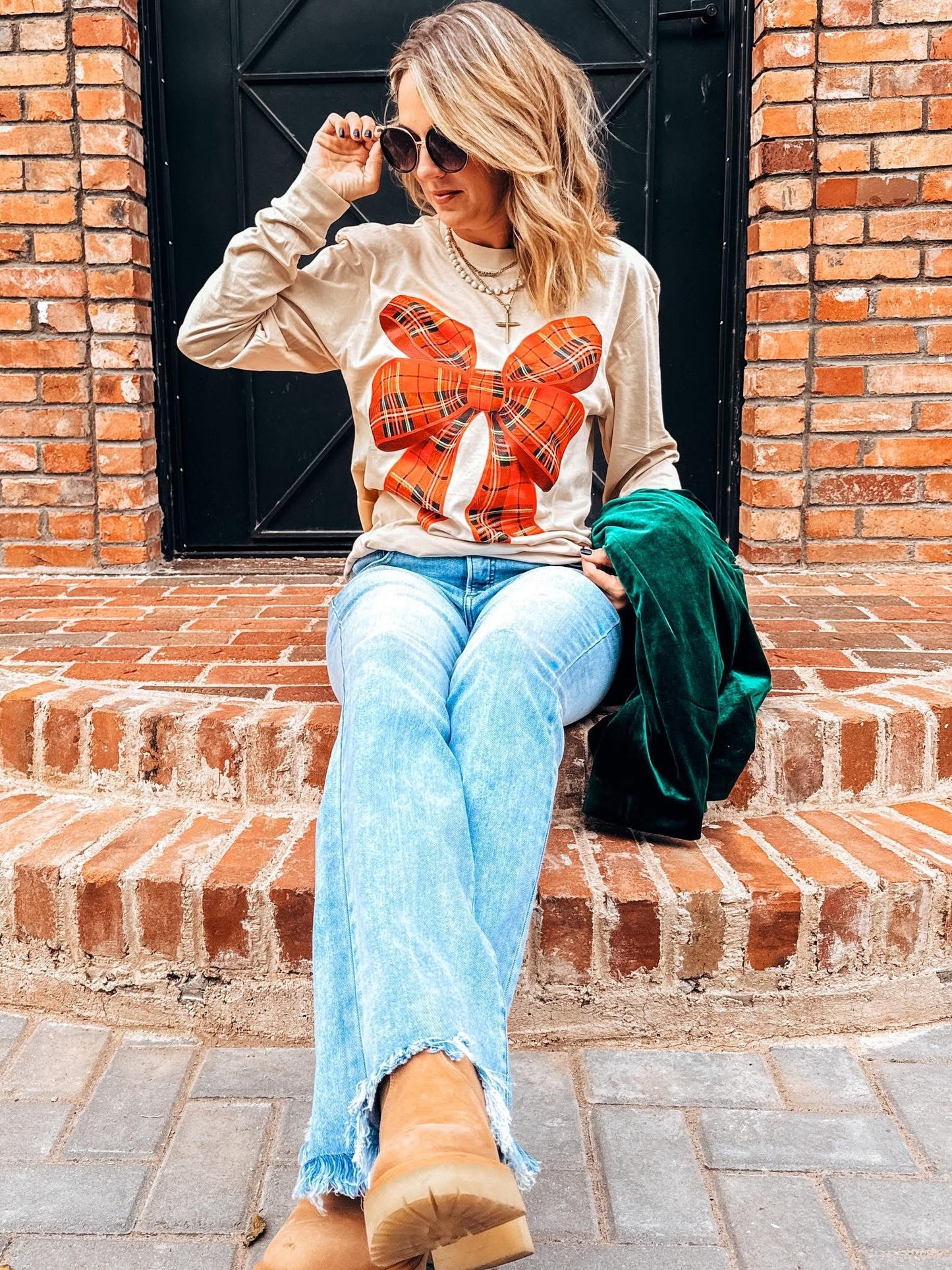 Plaid Bow Longsleeve Tee