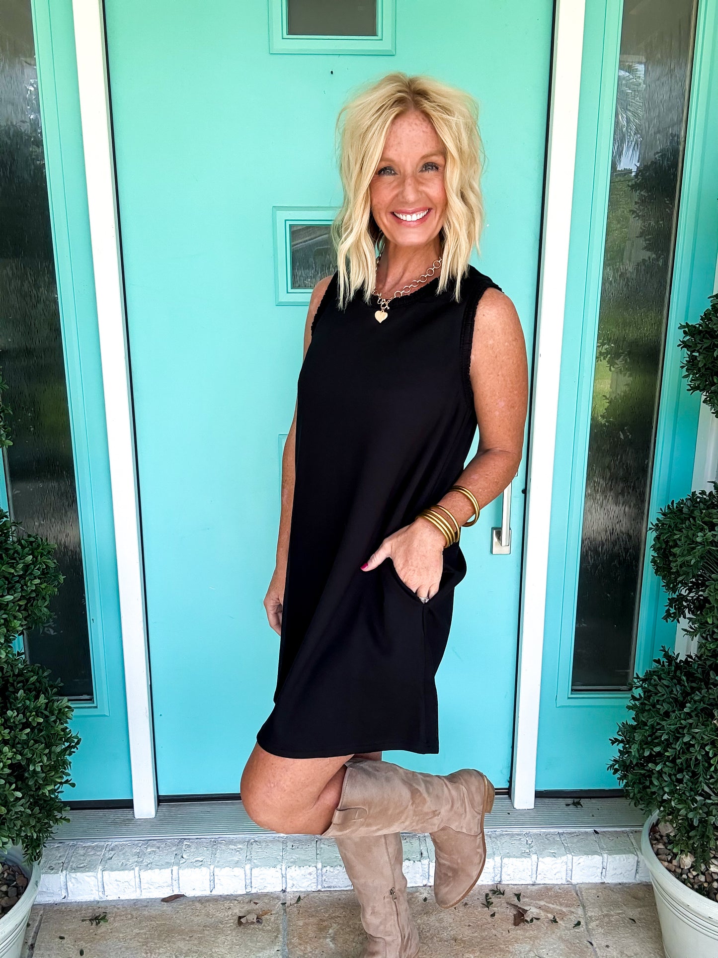 Smocking Edge Scuba Dress