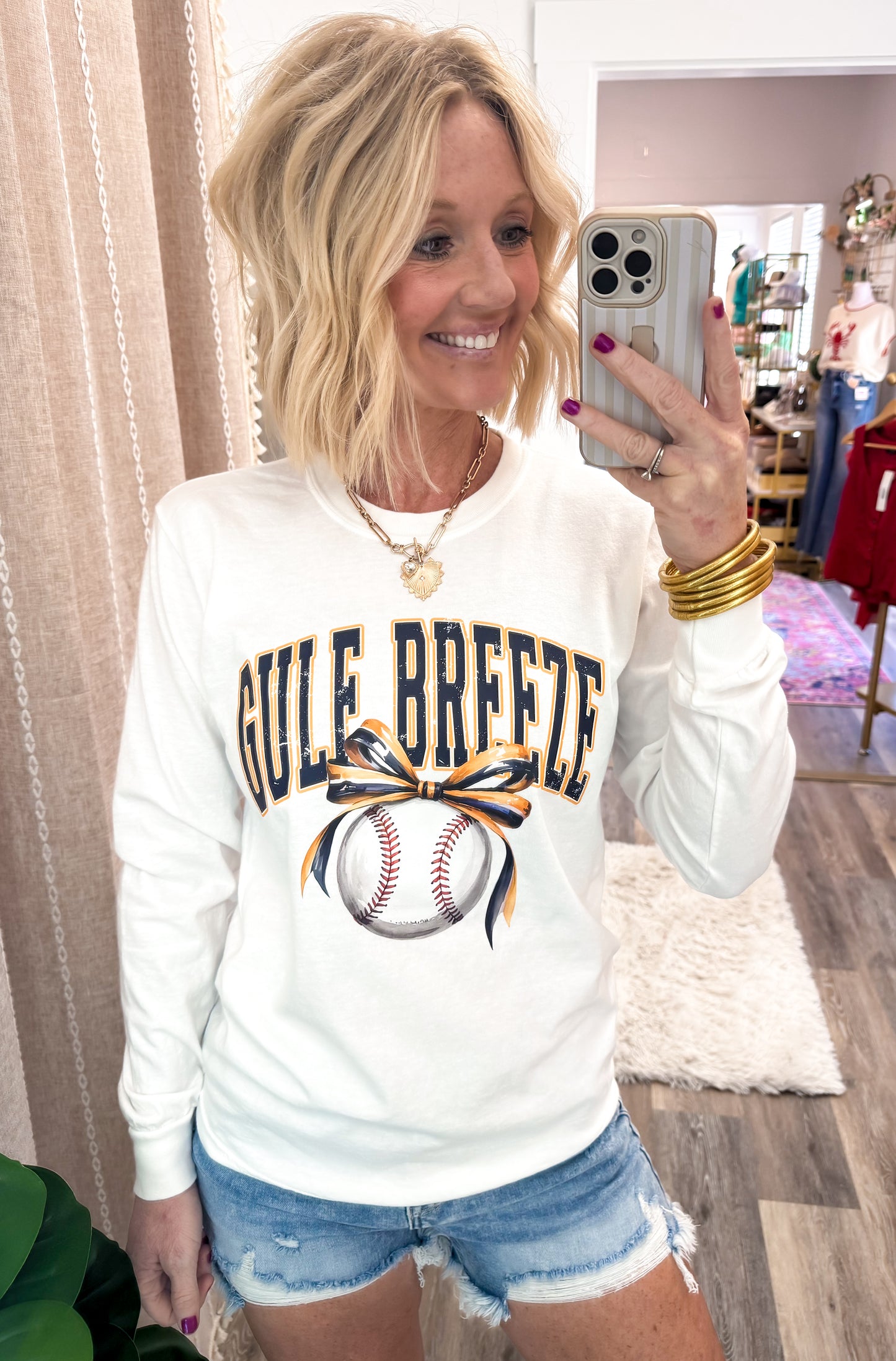 Gulf Breeze Baseball Bow Long Sleeve Tee