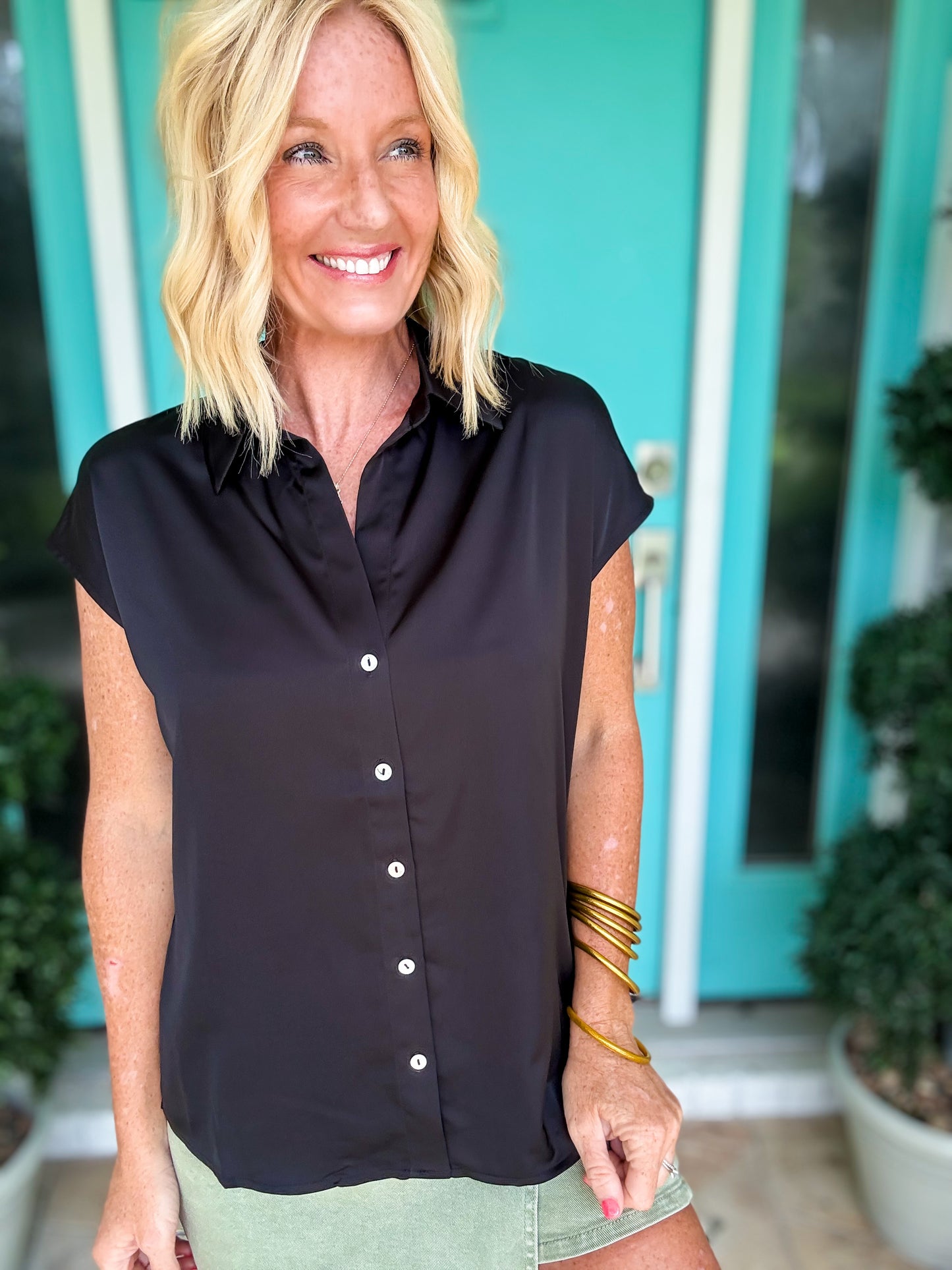 Downtown Darling Black Blouse