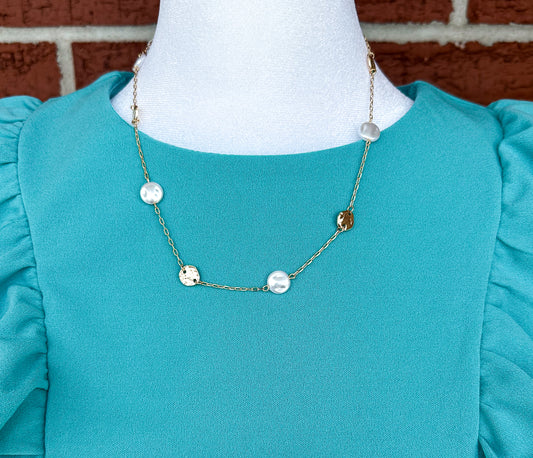 Gold Coin & Pearl Necklace