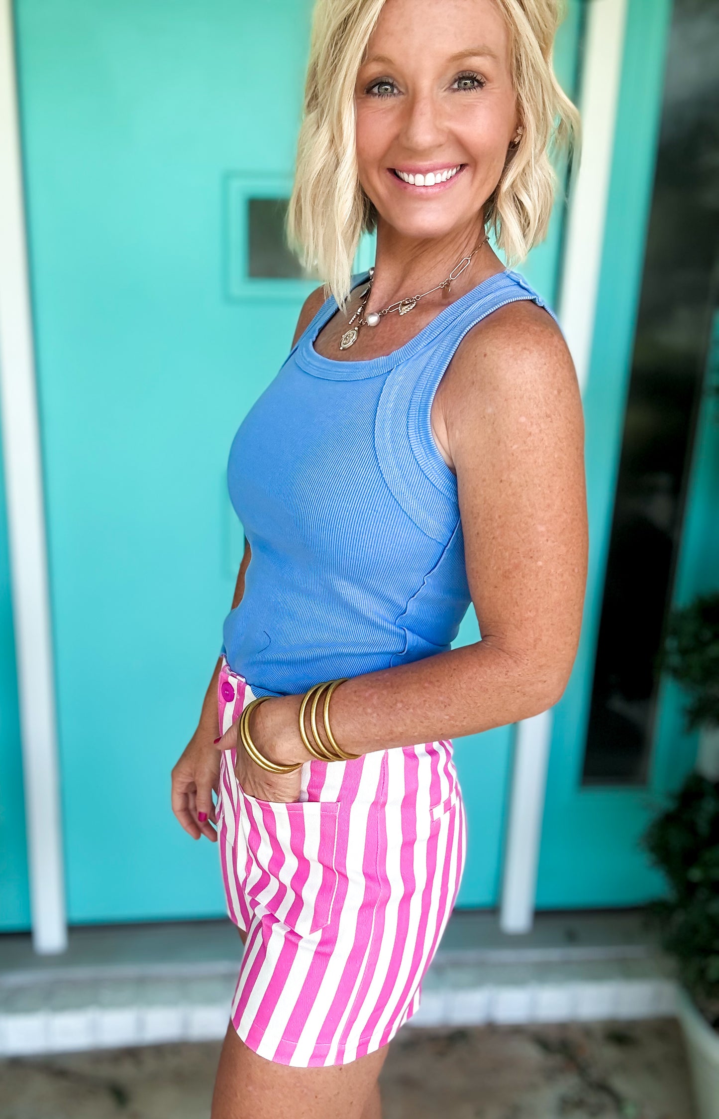Striped Front Pocket Shorts