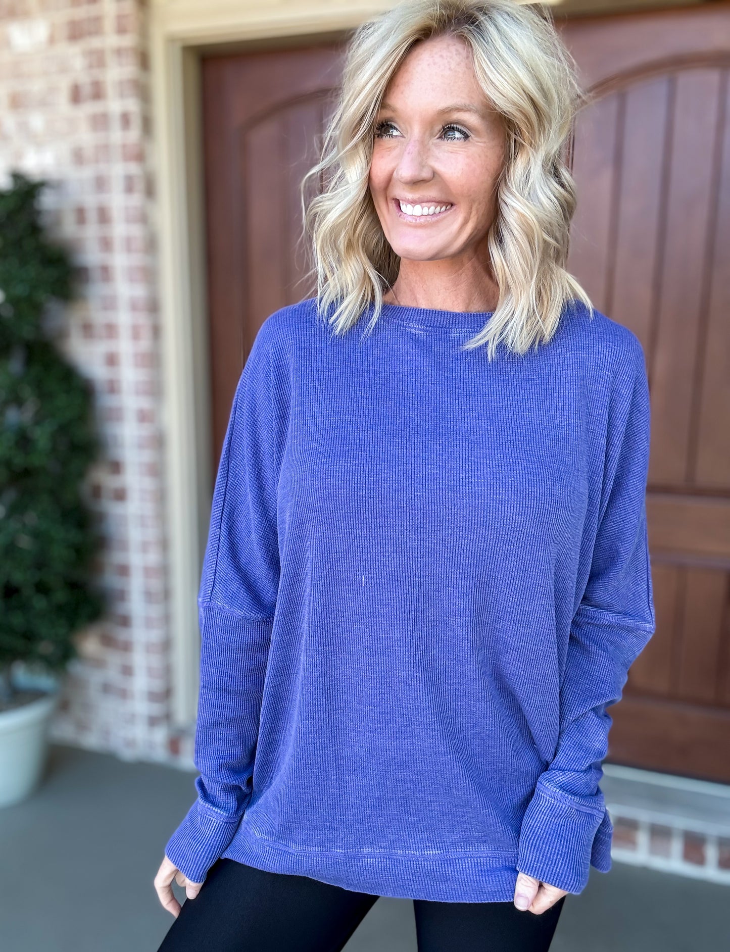 Heather Waffle Knit Pullover— New Colors