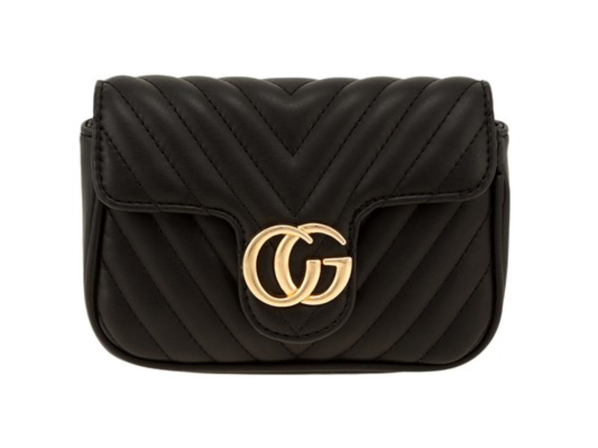 Chevron Quilted CG Gold Chain Crossbody