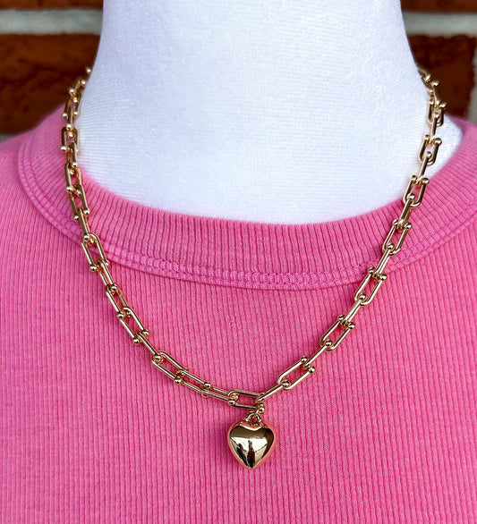 Gold Heart Pendant Necklacce