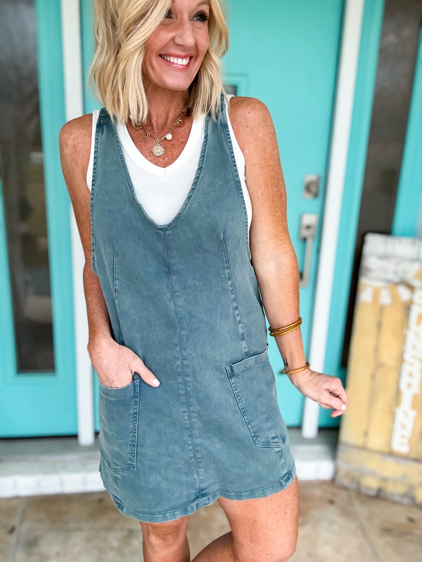 Over It All Jumper Dress *teal*