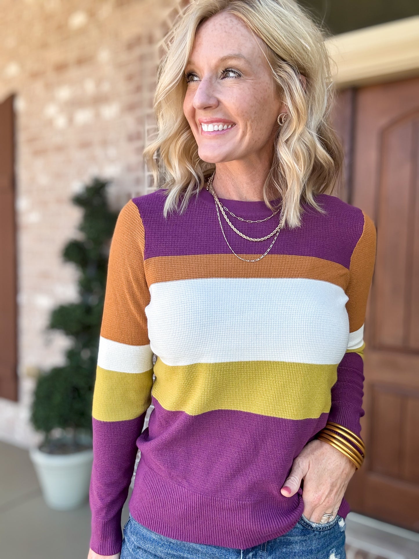 Weekend Waffle Knit Top