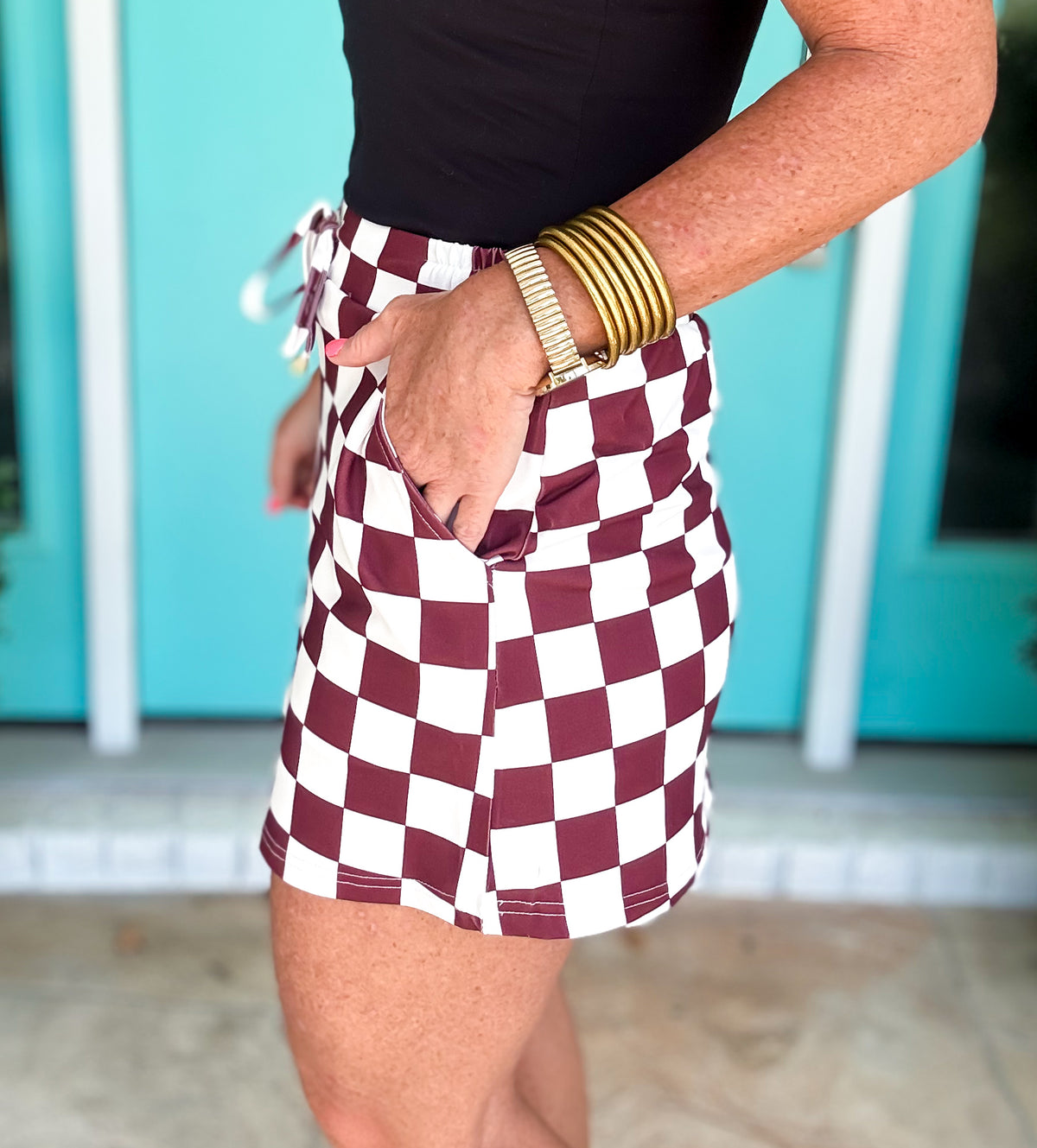 Let's Go Team Maroon Checkered Skort