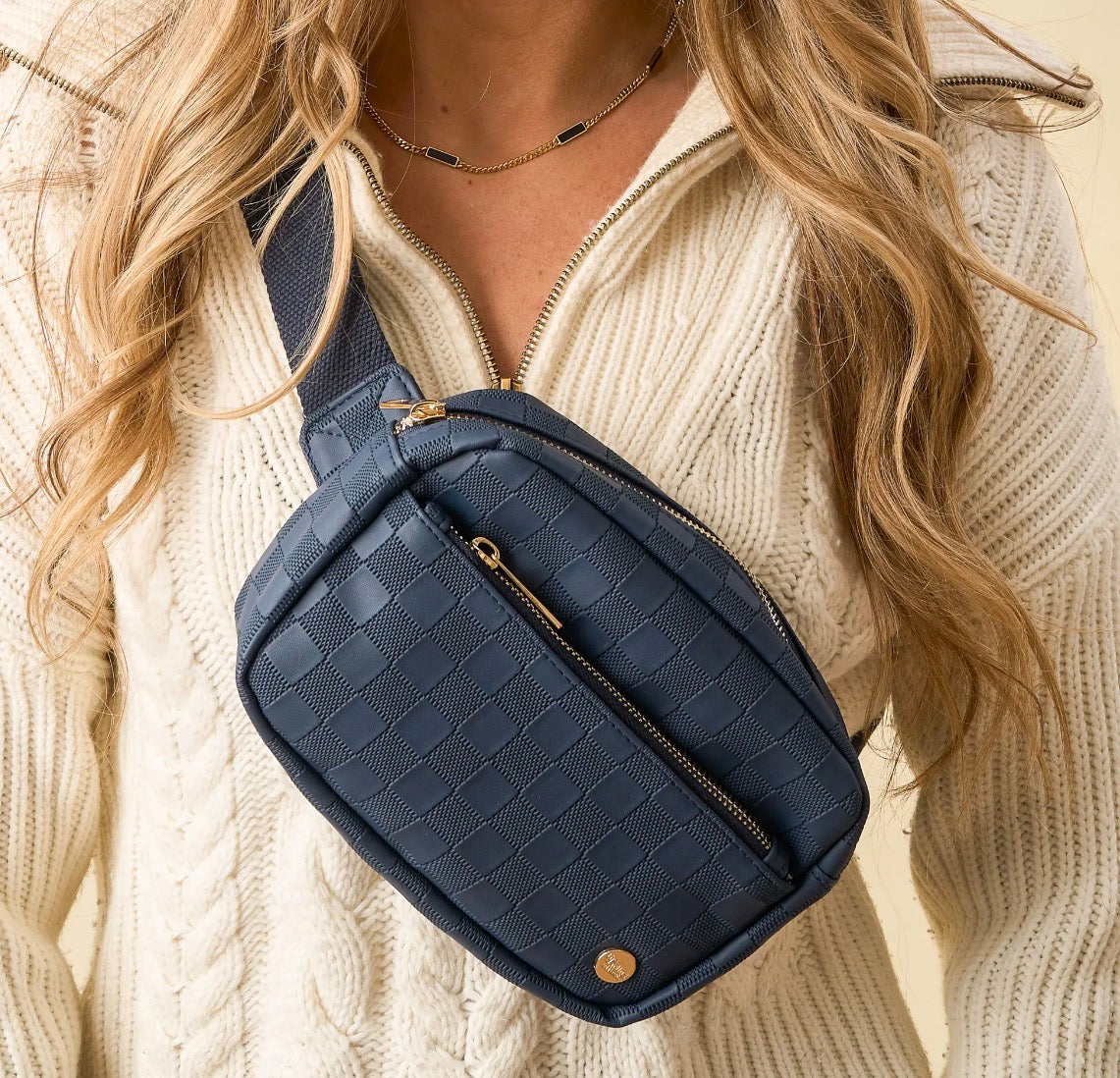 Urban Navy Check Belt Bag