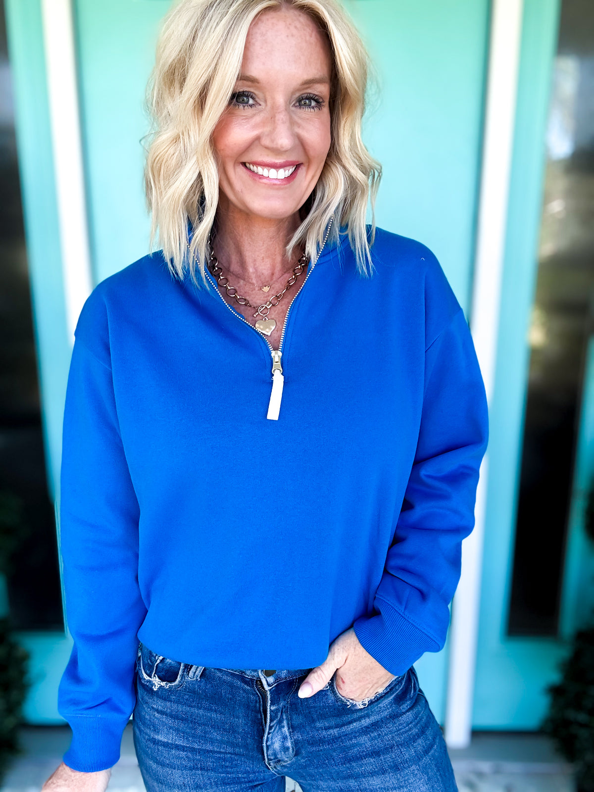 Chilly Fall Days Pullover | Gold Zipper