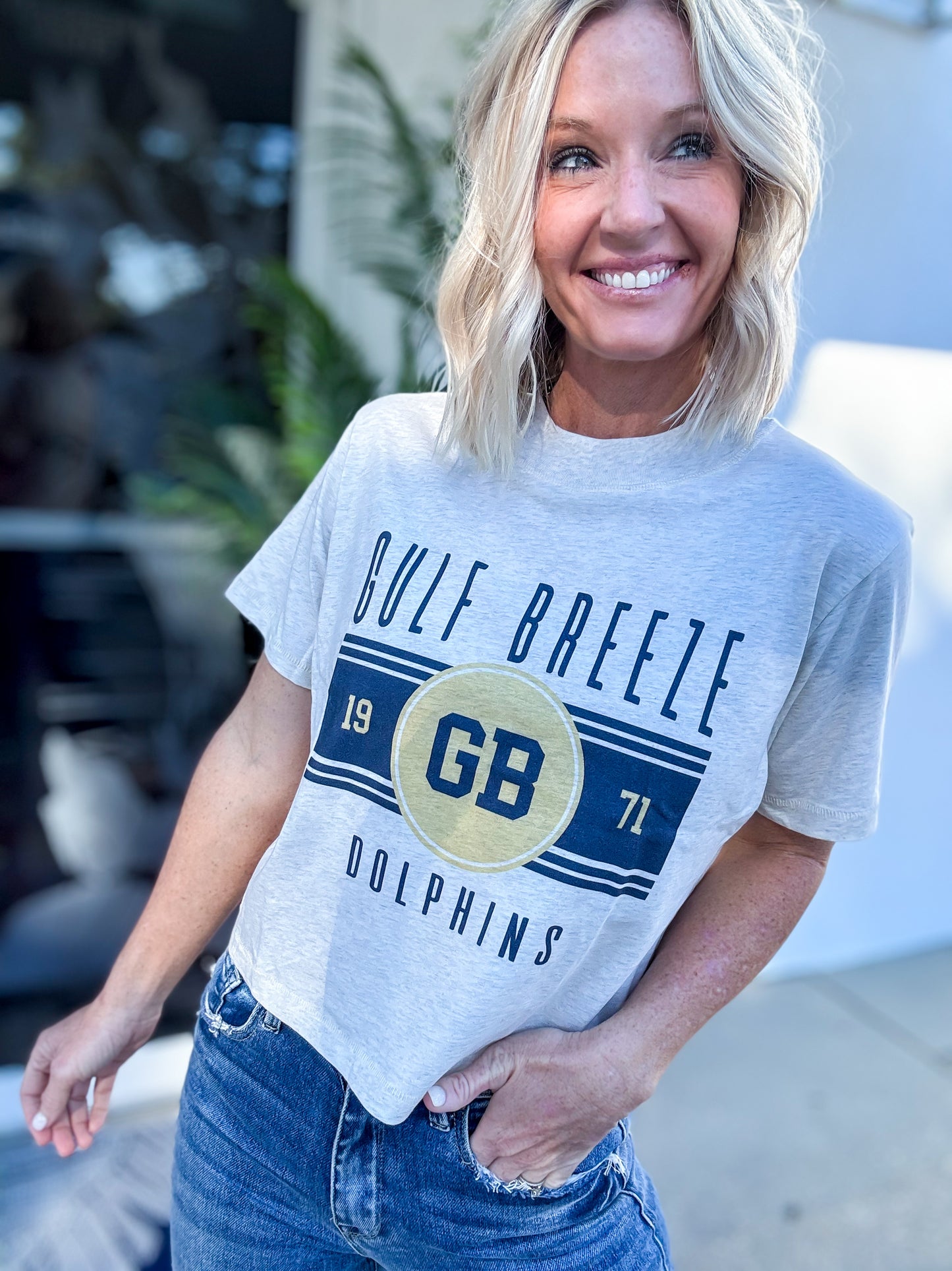 Gulf Breeze Dolphins Retro Cropped Tee