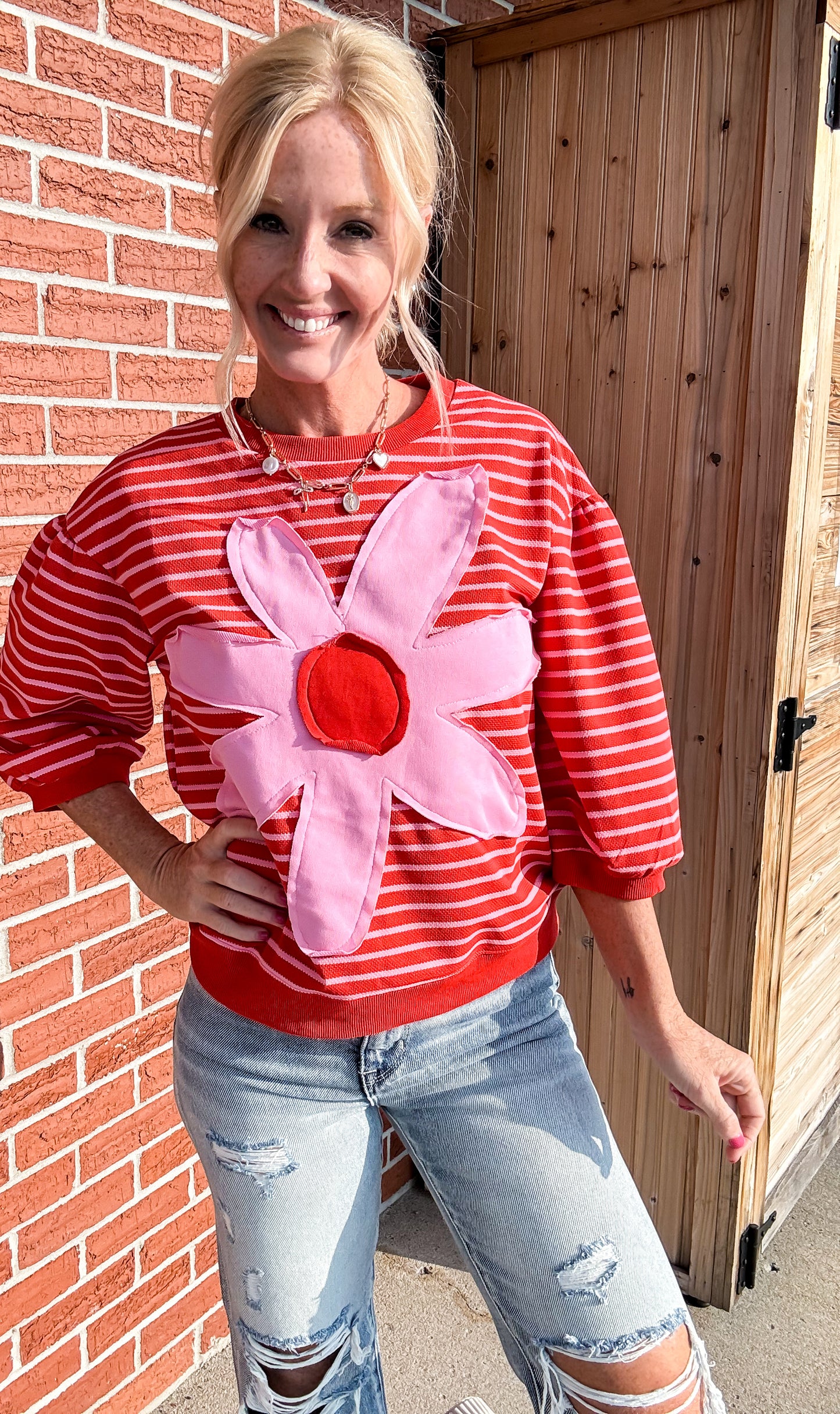 Striped Flower Patch Blouse