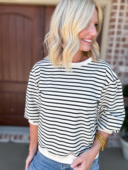 Rockin' Robin Striped Print Top