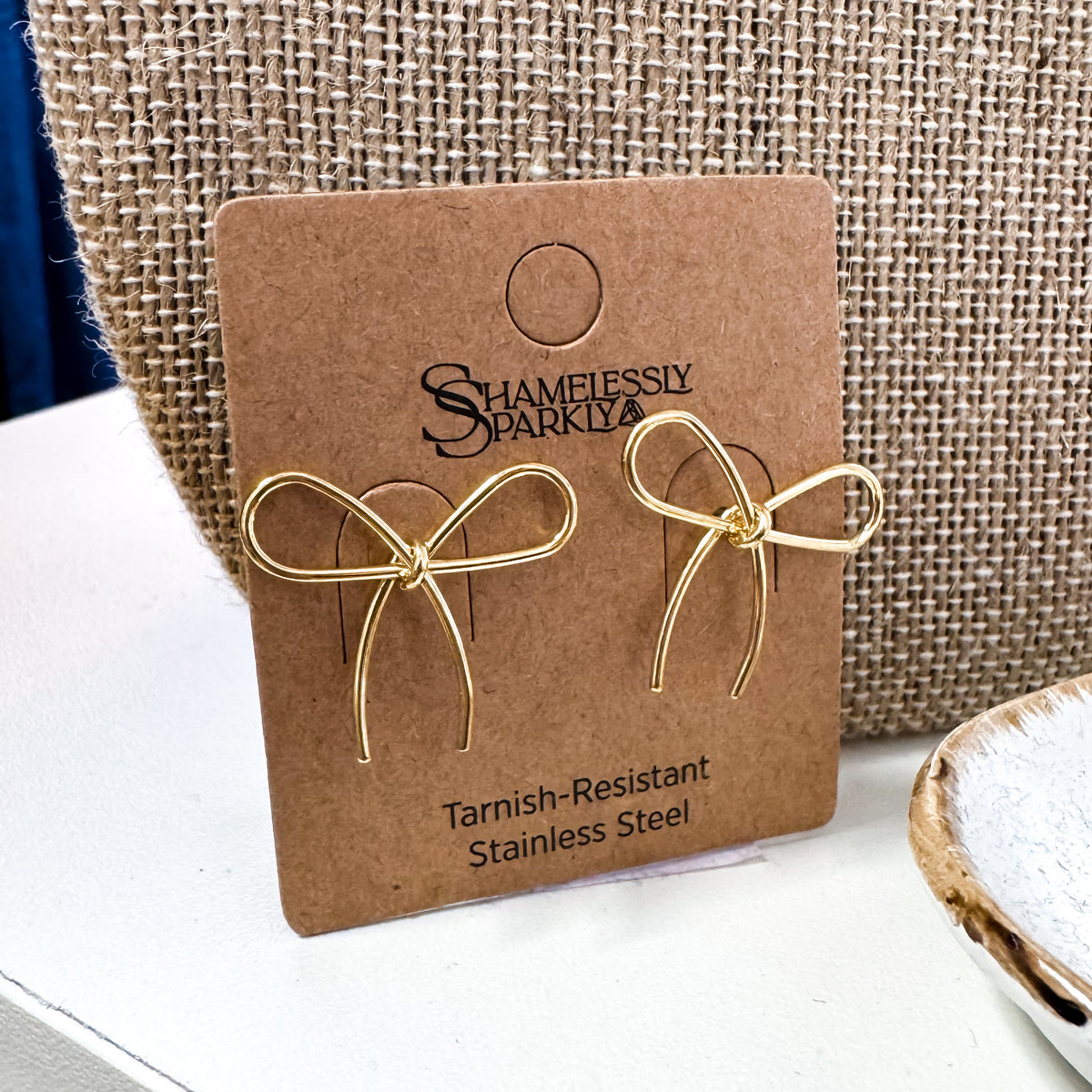 Trendy Gold Bow Earrings