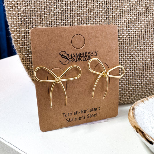 Trendy Gold Bow Earrings