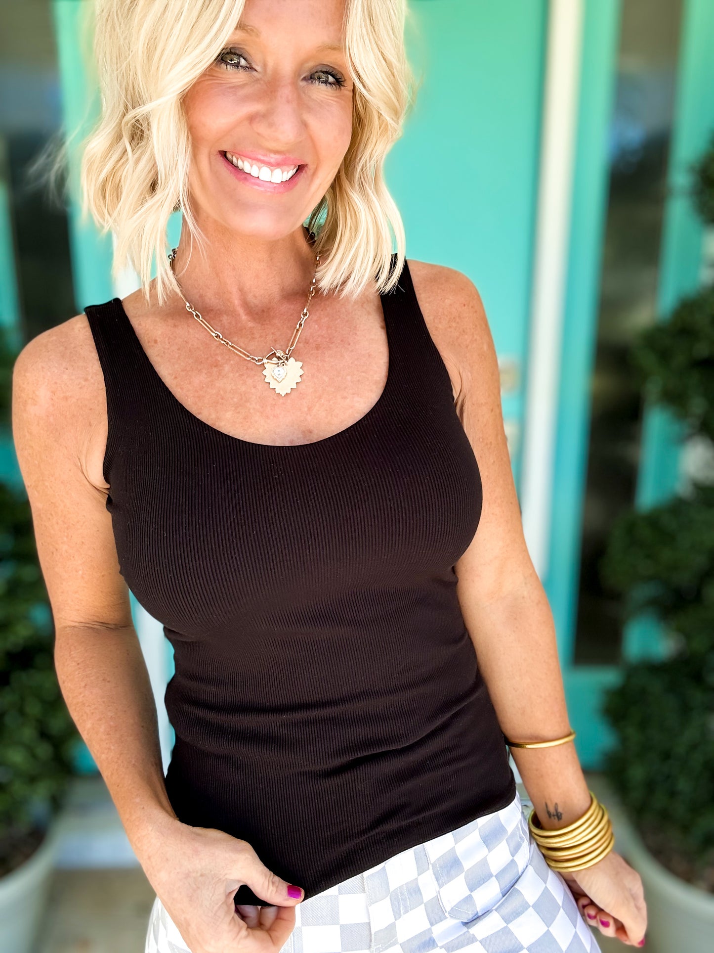 Tiffany Ribbed Tank w/ Built-In Bra