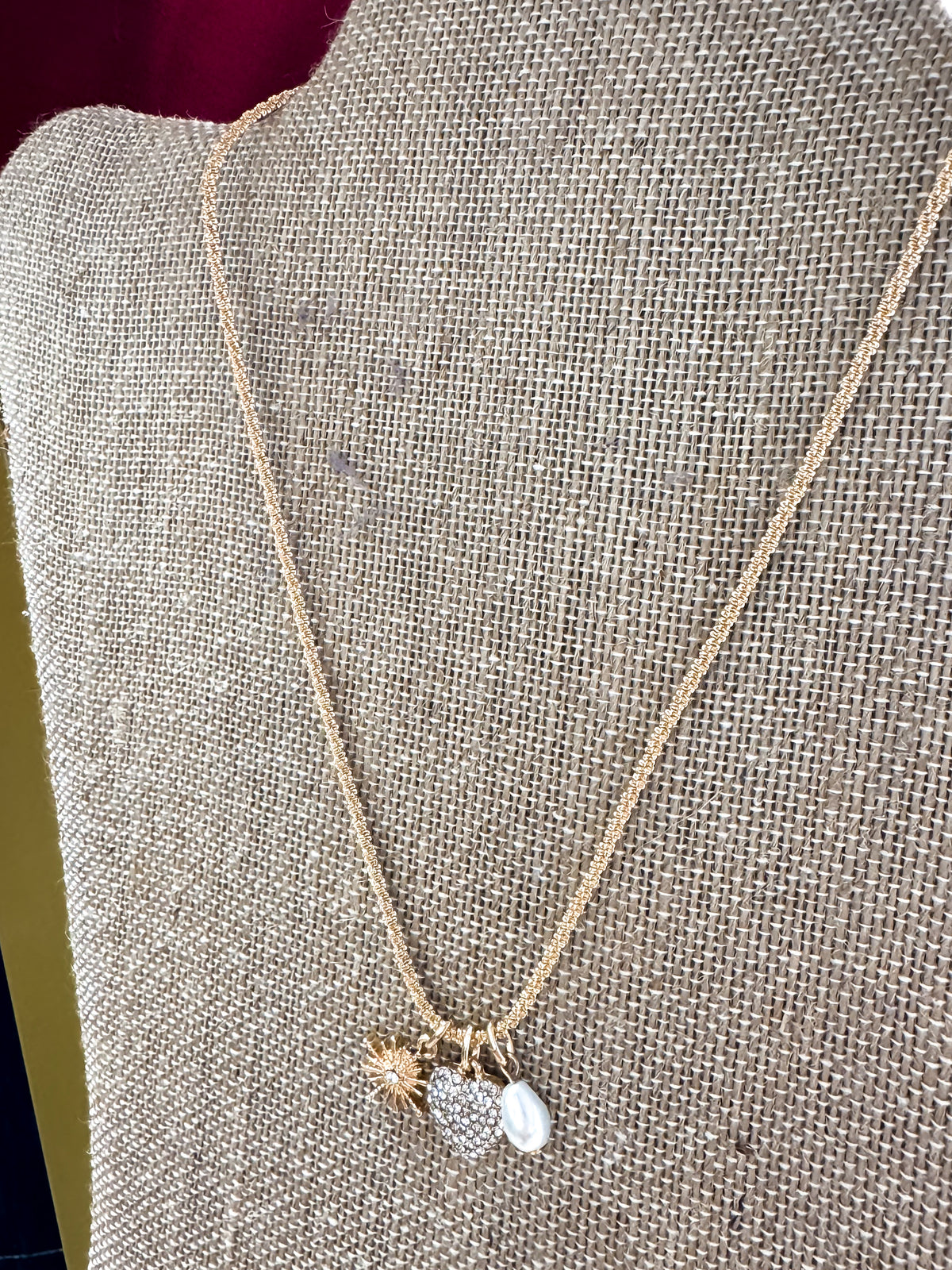 Celestial Heart & Pearl Charm Necklace